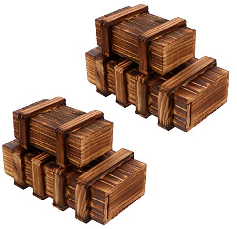 JOINPAYA 4stücke Teiliges Puzzle-Box Kinderspielzeug Zum Denken Und Konzentration Fördern Große Und Kleine Magische Spielboxen Für Mädchen Und Jungen Sicheres Holzmuster Geschenk Zu Geburts