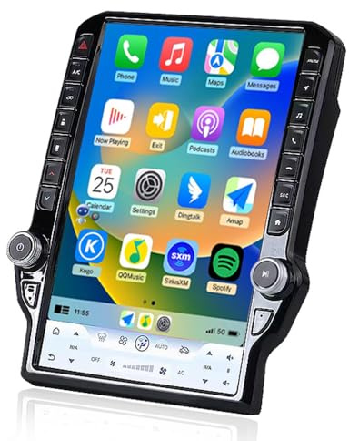 4G 14.5inch Radio for Dodge RAM 1500/2500/3500 2013-2018 Upgrade,8-Core Qualcomm CPU QLED Touch Screen Stereo,CarPlay & Android Auto (Manual AC only!)