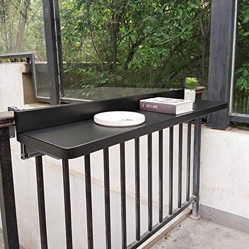 ACRaBoss Balcony Hanging Table Foldable Balcony Folding Hanging Railing Table,Balcony Bar Table for Railings, Balcony Railing Table,Balcony Table Hanging,Adjustable Wall-Mounted Side Tables/Black/100*