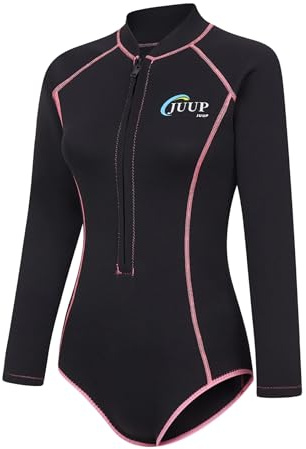 Yruioon Femme Combinaison en Néoprène 2.5mm Combinaison Thermique Maillot De Bain Manches Longues De Plongée Une Pièce Rashguard Snorkeling Surf Maillot Noir S