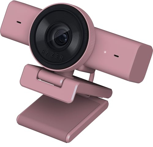Razer Kiyo V2 X Streaming Webcam: 1440p 60 FPS - Auto Focus - Built-in Microphone - Wide Angle Lense - Integrated Privacy Shutter - Works with OBS, Xsplit, Streamlabs, Discord, Zoom, Teams - Pink