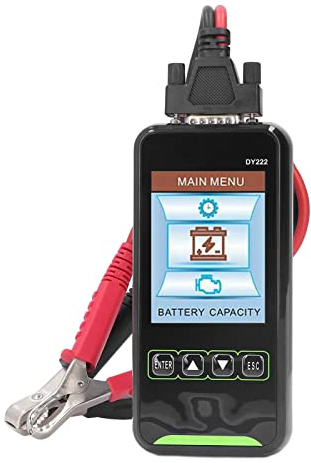 Probador de Batería Automotriz con Pantalla LCD Touch de 3.2 Pulgadas 12V 24V Método Kelvin de 4 Cables para Coche Van Motocicleta Analizador de Estado de Batería de Arranque y Car
