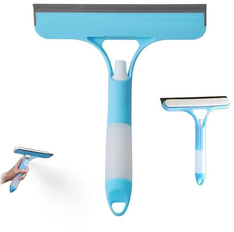 3-in-1 Window Cleaning Tool with Easy Grip & Ergonomic Handle – Durable Scraper, Streak-Free Squeegee & Stiff Bristle Brush for Glass, Mirrors, Tiles, Cars, Kitchen, Bathroom, Windows