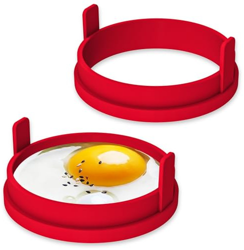 Kamehame 4 Silicone Egg Rings for Frying 2 Pcs Egg Rings Non Stick Frying Pancake Mould Silicone Egg Moulds for Fried Eggs, Pancakes, Crumpets