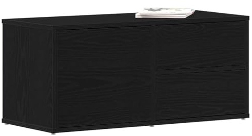 Vorpalize Mobile TV nero effetto rovere, 80 x 34 x 36 cm, in legno con porta scorrevole, moderna conservazione per soggiorno media, elegante TV Board