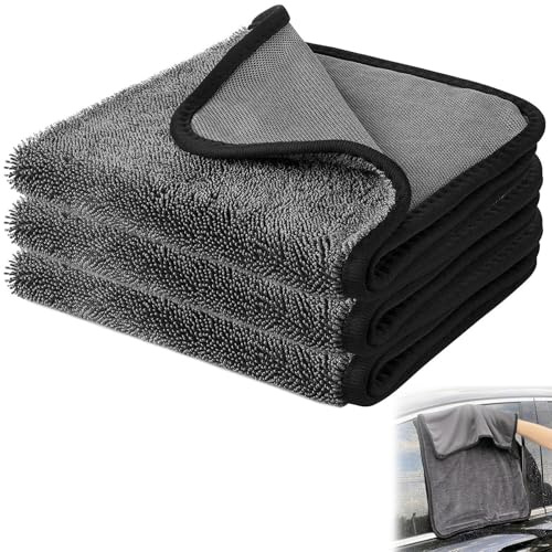 Hounyou 3 Pcs 40×60 cm Magic Bathroom Drying Cloth, Thickened Microfibre Bathroom Cleaning Cloths for Car, Window, Shower,Kitchen