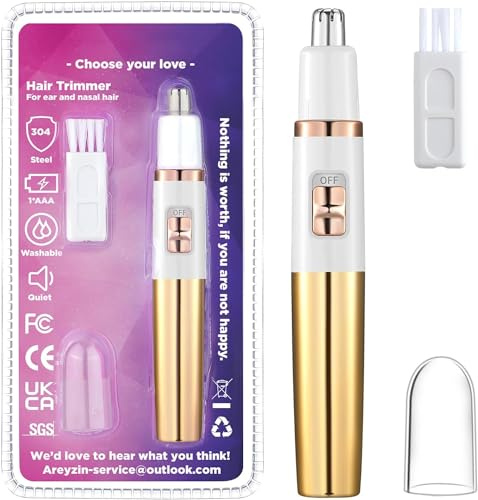 Tondeuse pour oreilles et nez pour femme, rasoir nez femme, epilateur nezs femmes, coupe poil nezs pour le nezes et les sourcils et le visage, Lames à double bord étanches pour un nettoyage facile