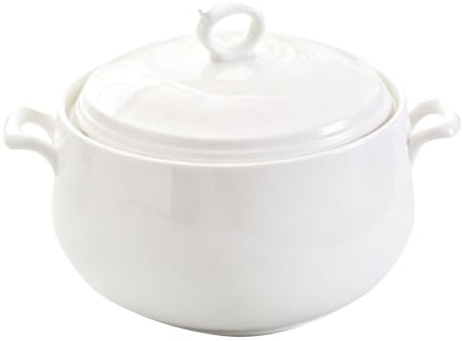Coperchio con doppio manico, zuppiera in pura ceramica bianca, casseruola in terracotta