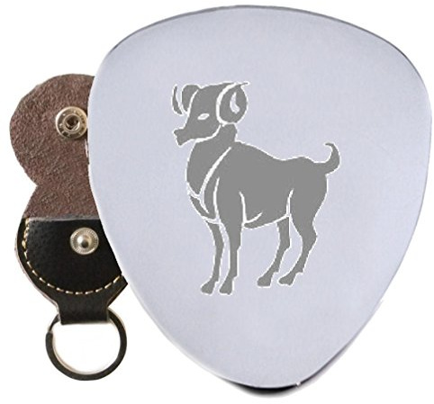 Aries Zodiac Star Sign Gitarre Plektrum Graviert In Schlüsselanhänger aus Halterung