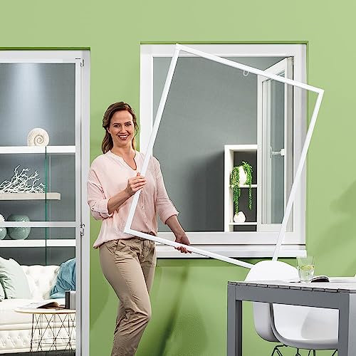 empasa Insektenschutz Fenster Basic mit Alurahmen in Weiß, Braun oder Anthrazit und FILATEC® Gewebe in Schwarz, kürzbarer Bausatz zur Selbstmontage, Fliegengitter, verschiedene Größen