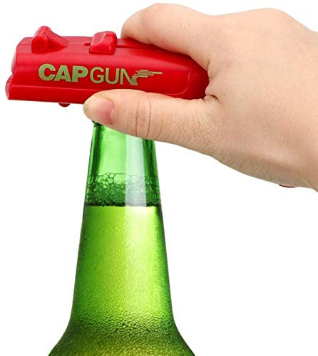 Ysypet Mini décapsuleur de bière en forme de pistolet – tire plus de 5 mètres (Rouge)