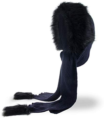 Futrzane Classic Kapuzenschal - Winter Schalmütze Damen - Mützenschal mit Fell