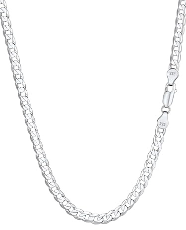 Silvora Collier Chaine en Argent Massif Homme Chaîne Femme 3MM/5MM Argent Sterling 925 Collier Maille Cubain/Figaro Longueur[36/46/51/55/61/66/71cm] Bijoux Cadeau Noël Fêtes Pères Mères