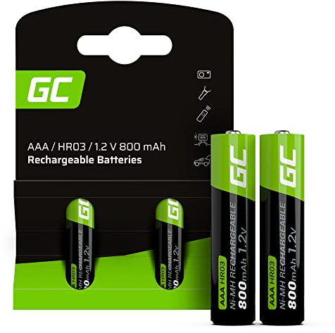 Green Cell Batterie Ricaricabili AAA 800mAh Ni-MH Precaricate – 2 Pezzi di Batterie AAA 1.2V per Uso Quotidiano, Ideali per Giocattoli, Telecomandi, Fotocamere e Altri Dispositivi Elettronici