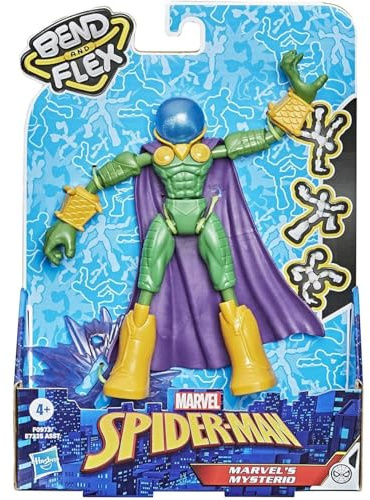 Spider-Man Hasbro Bend and Flex, Actionfigur Mysterio von Marvely, Flexibles Spielzeug, 15 cm, komplett mit Zubehör, für Kinder ab 4 Jahren