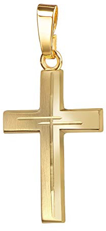 Kreuz-Anhänger 750 Gold 18 Karat mit Diamantschliff Kreuz in Kreuz Gold Kreuz für Damen, Herren und Kinder Ketten-Anhänger mit Schmuck-Etui