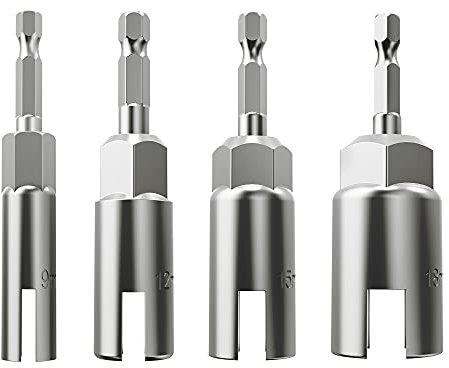 Comliful 4 Stück 6.35 mm Sechskantschaft, Schlitz-Flügelmuttern, Bohrer-Bit-Steckschlüssel-Werkzeug-Set, Power-Flügelmutter-Treiber-Set, Bohrer für Panelmuttern, Augen-C-Haken-Schraube, Q-Hanger