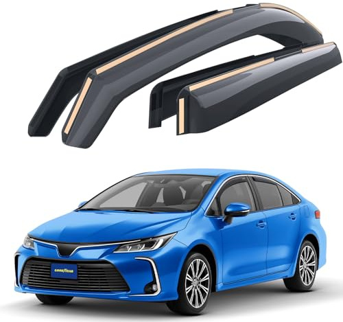 Goodyear Windabweiser für/kompatible mit Toyota Corolla 18-26 - Kanal 4 St. | Regenabweiser Autofenster Regenschutz Toyota Corolla XII E210 – bruchsicher Polycarbonat, kratzt nicht, wetterfest frischluft