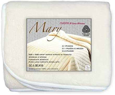 tex family Decke Mary aus echter Merinowolle, 1000 g, Reine Schurwolle - französisches Bett