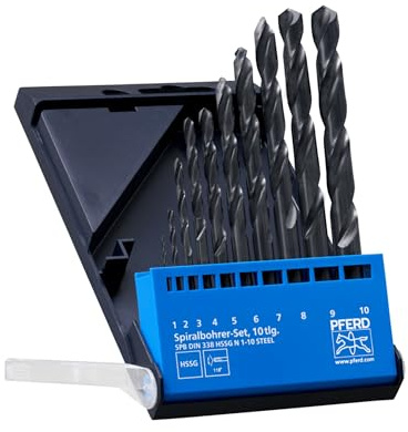 PFERD TOOLS Spiralbohrer-Set STEEL, 10-tlg. | Ø 1-10 mm, HSS-G N, DIN 338, 118° | 25298001 - universell einsetzbar