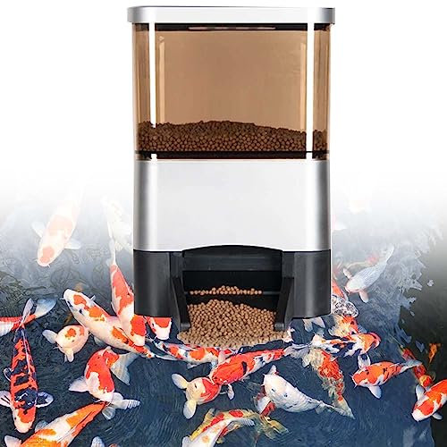 XDLYWUZIQ Electric Fish Food Dispenser, 120° Dispersed Feeding Design, Intelligent Timing Feeding, For Indoor Outdoor Fish Pond, Automatic Feeders for Fish Tank/Aquarium/Weekend/pond