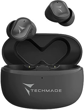 TECHMADE Auricolari Wireless K111 Strong Sound con Custodia Inclusa – Suono Potente, Design Ergonomico, Tecnologia Bluetooth 5.0, Controllo Touch – Colore Nero