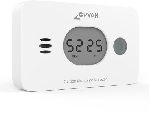 CPVAN Rilevatore Monossido di Carbonio 3 in 1, 10 Anni Sensore con 4 Anni Batteria Sostituibile, Rivelatore di CO con Temperatura e Umidità, Certificato UE EN50291