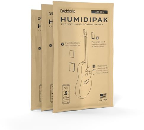 D'Addario Humidipak Guitar Absorb Packets, 3-Pack Case Humidity Control | Two-way guitar humidity control helps prevent cracks and warping while maintaining ideal case moisture balance.