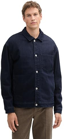 TOM TAILOR Denim herr avslappnad passform jeansjacka med teddy-foder, 10115 - ren sköljd blå denim, S