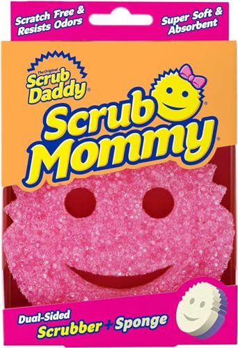 Scrub Daddy Scrub Mommy skrubbsvamp, grytrenare svamp kök, rengöringsmedel med texturförändring, reptålig smiley spolsvamp, luktbeständiga svampar, disksvamp