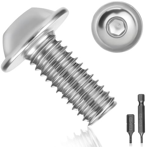 Lot de 25 vis à tête bombée M5 x 16 en acier inoxydable A2 V2A ISO 7380 Vis à tête bombée Vis filetées en acier inoxydable avec bride, six pans creux et clé hexagonale