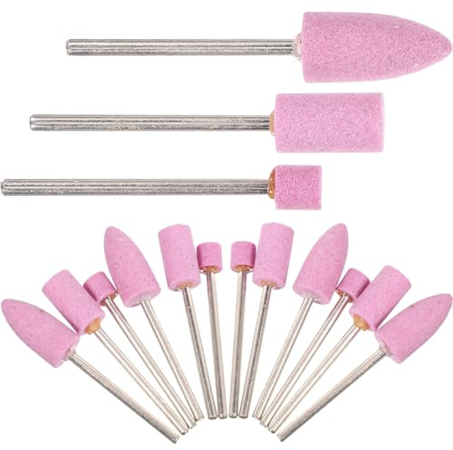 Yardenfun 15pcs Rotary Tool Grinding Stones and Sanding Drill Bits Set 6mm 8.5mm Cylindrical, 10mm Conical Polishing Accessories for Metal Grinding and Stone Carving