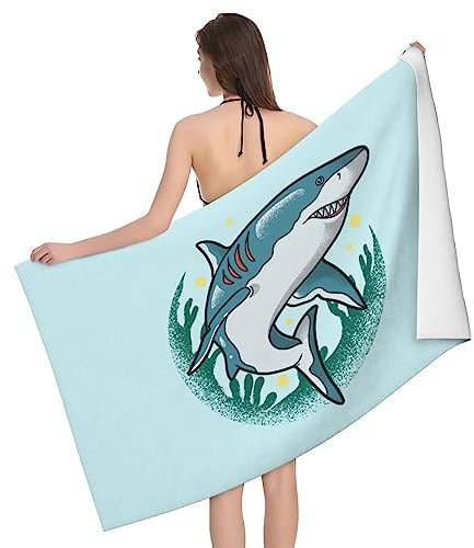 Toallas de baño de caza de tiburones salvajes en las profundidades del mar, 32 x 52 pulgadas, toallas absorbentes grandes y suaves para baño, toallas de piscina, toallas de secado rápido para deporte