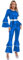 Jhaoyu Disco Costumes Fancy Dress for Women Shiny Metallic 70s Jumpsuit Tiered Flare Sleeve Bell Bottom Hippie Romper Royal Blue S