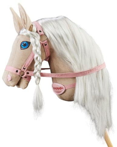 Ponnie Steckenpferd Schneerose A4, Hobby Horse, Pferde Spielzeug für Kinder, mit handgemalten Augen, hergestellt in Einer geschützten Werkstatt Size S