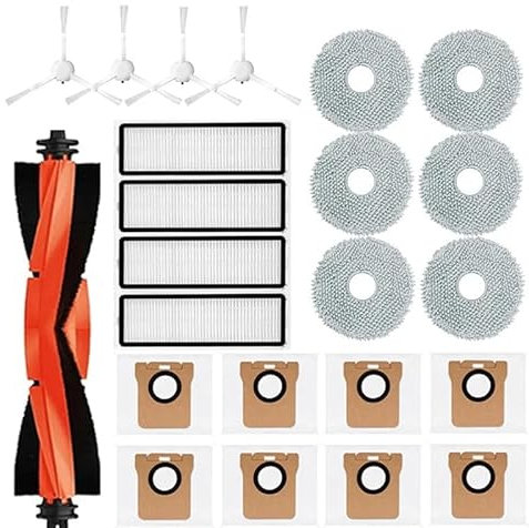 eufeifeiegds For Roboter Vakuum X20 + / X20 Plus Teile Zubehör Wichtigsten Seite Pinsel Hepa-Filter Mopp Tuch Staub Tasche Ersatz wefeiegds(Transparent)