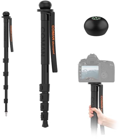 Camera Nordic Walking Poles - Hiking Poles Foldable Telescopic Walking Poles Hiking Poles Trekking Poles for Aluminium Compatible with Cameras, Smartphone Tripod Adapter, Video Camera