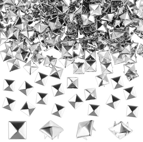 cobee 500 Stück Quadratische Nieten Metall, Silber Nieten für Leder DIY Punk Nieten Metall Quadratische Nieten für Taschen Kleidung, Schuhe Lederband Handschuhe