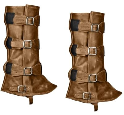Harilla Piratenstiefelüberzüge, Steampunk-Stil, für Herren, originelle Beinüberzüge, mittelalterliche Schuhüberzüge für Cosplay-Kostüme, Zubehör für, Braun