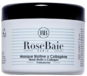 ROSEBAIE | Masque Réparateur Biotine et Collagène | Revitalisant et Hydratant | Cheveux très abîmés | Pointes Fourchues | Facilite le Démêlage | Diminue la Casse