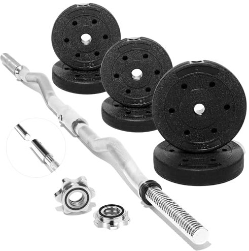 Curl-Langhantel-Set mit 18 kg Hantelscheiben