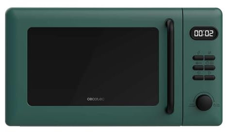 Cecotec Microondas Digital con Grill de 20L Proclean 5110 Green. 700W en 6 Niveles y Grilll de 800W, Modo Descongelación, Señal Fin de Cocción, Lámpara Interior, Temporizador 30mins, Diseño en Verde