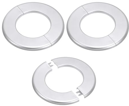 PATIKIL Rohrabdeckung Wand Split Flansch Rohrmanschette 3,07/78mm, 3 Stück ABS Runde Selbstklebende Rosetten Wasserhahn Armaturen-Abdeckungen für Wasserrohr Wasserhahn Dekoration, Silber