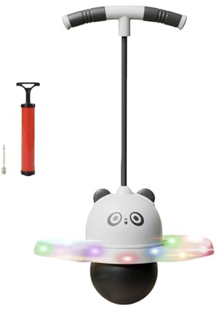 Panda Jumping Ball mit farbigem Licht, Balance des Springstocks – Pandaball mit Griff – Spielzeugwaage für Kinder im Freien für Kinder und Jugendliche