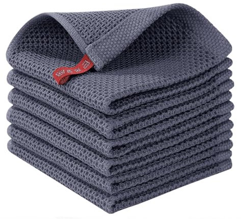 Confezione da 5 strofinacci da cucina in 100% cotone, super assorbenti, per asciugare i piatti, 33 x 33 cm, per lavare i piatti (blu navy)