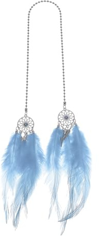 TUCKBOLD 1 Pc Dream Catcher Pendentif Plume En Métal Pour Rétroviseur De Voiture Accessoires Décoration Suspendue De Voiture Bleu Clair