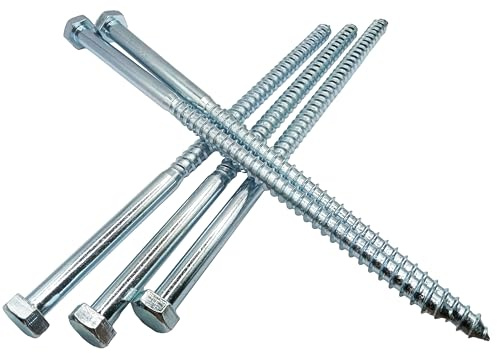 HAFD Heavy-Duty Sleeper Screws 12 x 260mm (10in) Zinc-Plated Pack of 10 Hex Head Lag Bolts for Wood to Concrete Fixings, for Coach Screw Outdoor Use in Decking, Fencing, and Landscaping Projects