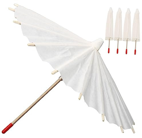 LIGIGWASH 5 Stück Selbstgemacht Weißer Ölpapierschirm 20cm Aus Holz Und Papier Zum Bemalen Leichter Papierschirm Für Kinder Kunsthandwerk Kindergarten Partydekoration