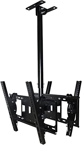 Supporto universale per TV a soffitto, doppio schermo, girevole e inclinabile a 360°, si adatta alla maggior parte dei televisori da 32 a 55 pollici, supporto murale multifunzionale per una migliore