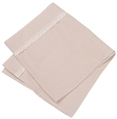 Hemobllo Cortina Corta de Algodón y Lino con Encaje Media para Puerta y Ventana Visillo Translúcido para Cocina y Dormitorio Filtro de Luz y Privacidad